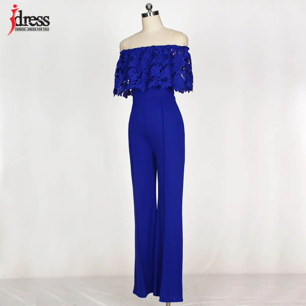 IDress Lace Crochet Rompers Women Jumpsuit Sexy Strapless Bodycon Jumpsuit Wide Leg Black White Yellow Long Pant Romper Overalls (1)