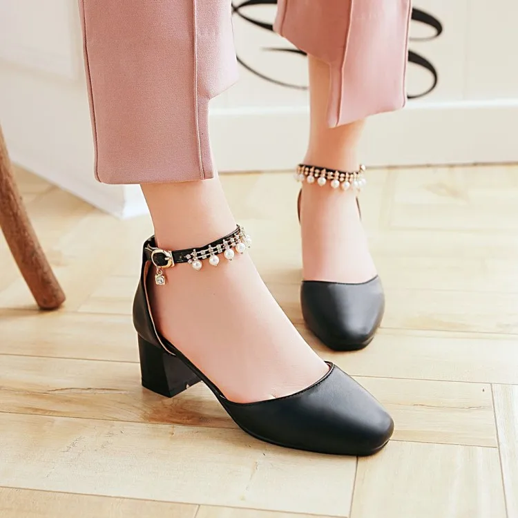 

Big Size 11 12 13 14 ladies high heels women shoes woman pumps Package the heel Package toes round headThick with Single shoes