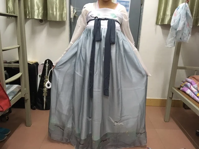 Hanfu костюм для китайских танцев традиционная одежда для выступлений женское платье древнего журавля династия Хань Косплей Одежда для леди DC1134