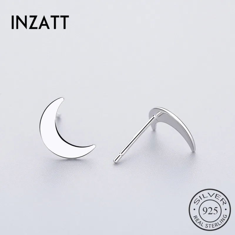 

INZATT Minimalist Punk Tiny Moon Stud Earrings Real 925 Sterling Silver Fine Jewelry Women Birthday Party 2018 Accessories Gift