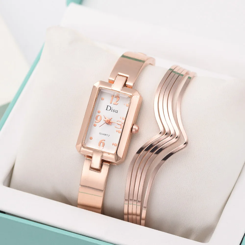 

Luxury Women Watches Set Steel Quartz Ladies Rose gold Bracelet Chain Watch Casual rock crystal clock with box reloj mujer 2019