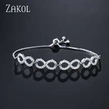 Бренд ZAKOL, 8 форм, свадебный дизайн, кубический цирконий, кристалл, регулируемый шнурок, браслеты для женщин, вечерние ювелирные изделия, подарки FSBP2027