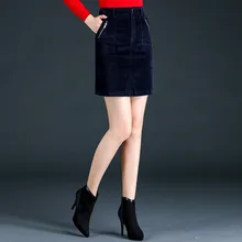 Осень-зима Для женщин юбка Высокая Талия темперамент Тонкий Высокое качество Для женщин юбка модные вельветовые большой Размеры юбка DT0366