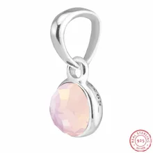 925 стерлингового серебра молочный розовый кристалл октября подвеска «капелька» бусины DIY Fit PANDORA Подвески для изготовления ювелирных изделий FL506-10
