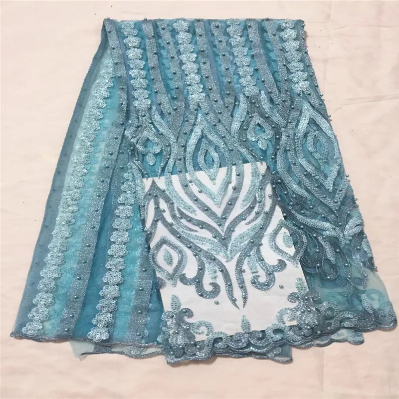 

Best selling african Sequins laces 2019 High quality french tulle lace fabric with beads African lace fabric for party CDA122-1