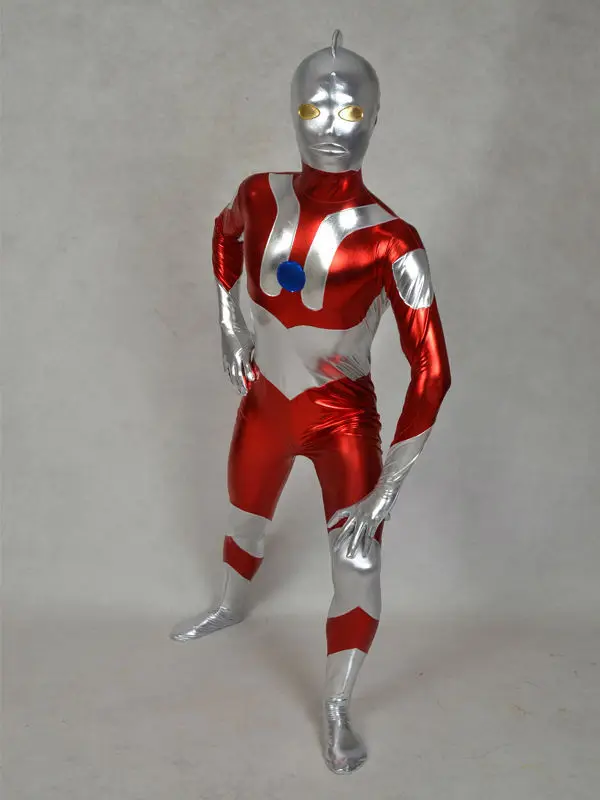 

Ultraman Costumes Lycra Shiny Metallic Zentai Ultraman Superhero Costume for Halloween and Cosplay