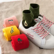 1 Пара Модная Для мужчин s Для мужчин милые Носки с вышитыми фруктами высотой до щиколотки спортивные Повседневное хлопковые носки повседневные Харадзюку Носки короткий