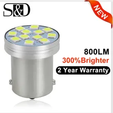 S& D 1156 BA15S P21W BAU15S PY21W светодиодный R5W R10W 12SMD 3030 автомобилей сигнала поворота Стоп-сигнал Фары заднего хода авто лампы 12V белого цвета-красный, желтый