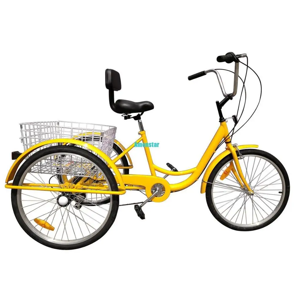 Г. Специальное предложение РОССИИ Shippment 3 колеса для взрослых 2" трехколесный велосипед Trike круиз 6-Скорость W/корзина - Цвет: YELLOW