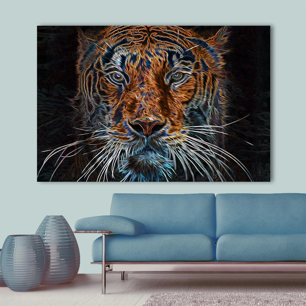 1-St-ck-Wandkunst-Abstrakte-Leinwand-Malerei-Bunte-Tiger-Wandbilder-F-r-Wohnzimmer-Wohnkultur-Keine-Eingerahmt