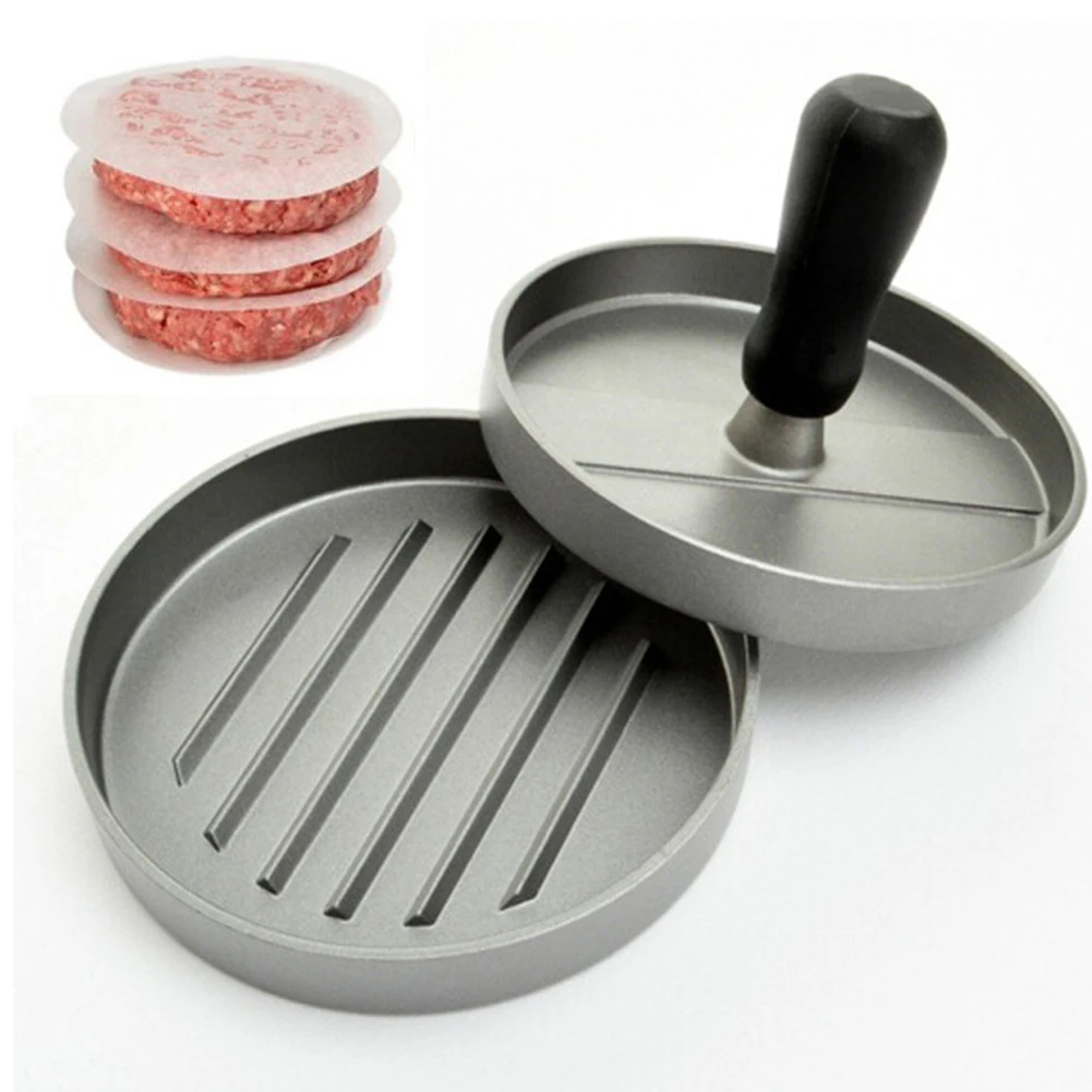 1 Set 11.7* 9cm Round Shape Hamburger Press Aluminum Alloy Hamburger Meat Beef Grill Burger Press Patty Maker Mold Hot Sale