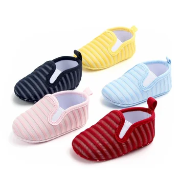 

Baby Canvas Shoes Kids Breathable Striped Print Anti-Slip Shoes Casual Sneakers Toddler Soft Soled First Walkers