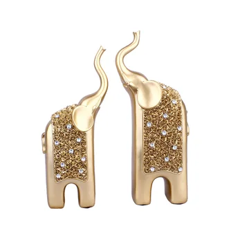 

Nice Diamond Couple Champagne Elephant Model Animal Sculpture & Figurines Elepahnt Resin Made for Home Decor Wedding Decoration