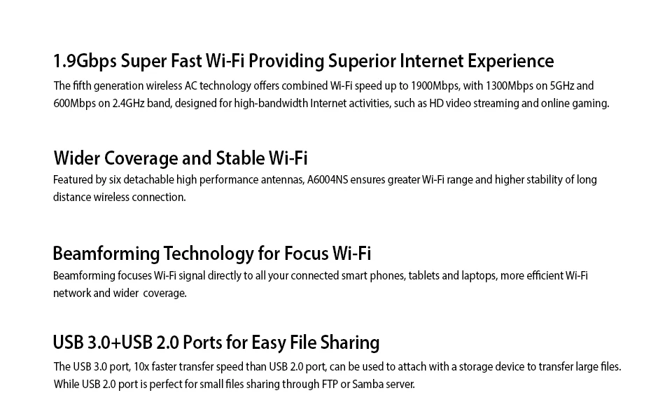 TOTOLINK A6004NS AC1900 двухдиапазонный гигабитный Wi-Fi маршрутизатор/точка доступа/Wi-Fi ретранслятор с 6 Съемная антенны, английский прошивки