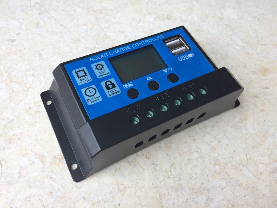 10 шт.* DC12V24V Авто 10A20A30A Контроллер заряда солнечной батареи ШИМ зарядное устройство с ЖК-дисплеем и 5 в USB