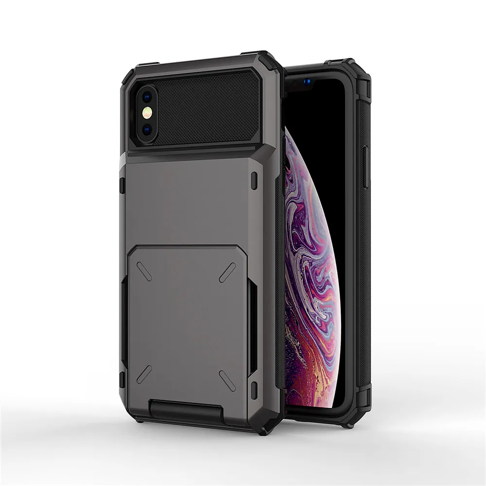 For iPhone XR Case X XS MAX Wallet Card Holder Cover Dual Layer Phone Case For iPhone XR 7 8 Plus 6 6S X se 2020 11 12 Fundas iphone 7 case