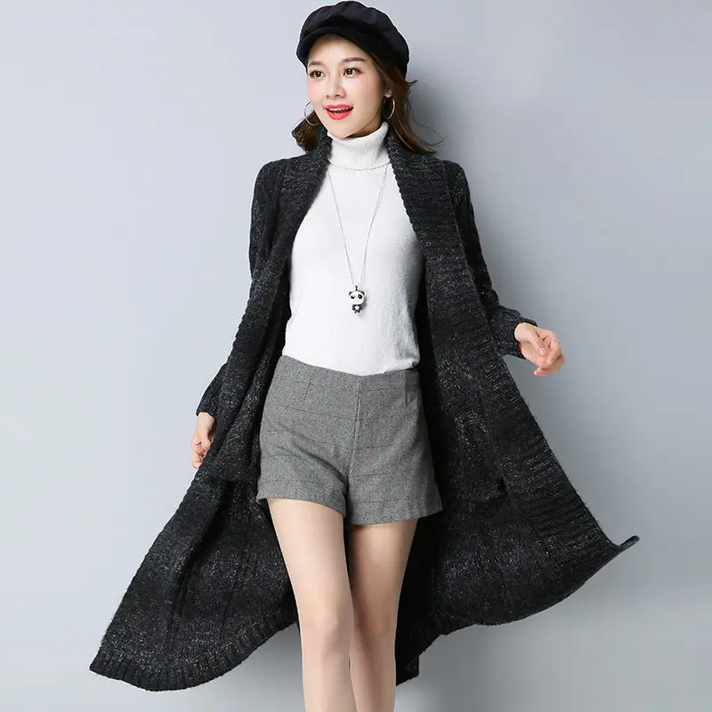 New Autumn Winter Sweater Coat Women Fashion Long Knitted Cardigan Female Large Size Thicken Irregular Sweater Jacket LQ376