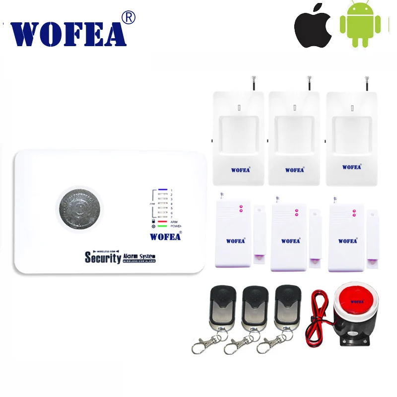 Envío Gratis IOS y android App control 7 y 3 cable de la zona de seguridad sistema de alarma gsm de output10 Idioma