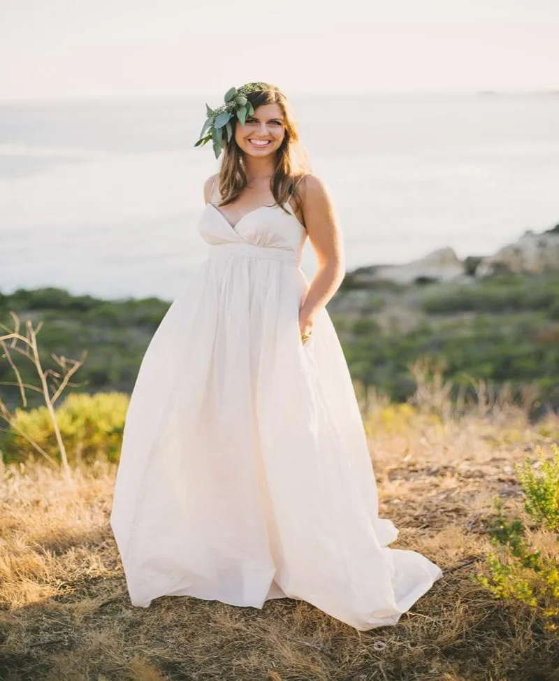 2016 Maternity Beach Wedding Dresses Vintage Plus Size Spaghetti Straps ...