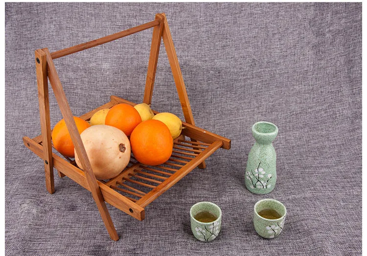 Бамбуковые сервировочные подносы для еды/фруктов, креативная деревянная тарелка для десертов, эко складная декоративная корзина для хранения овощей
