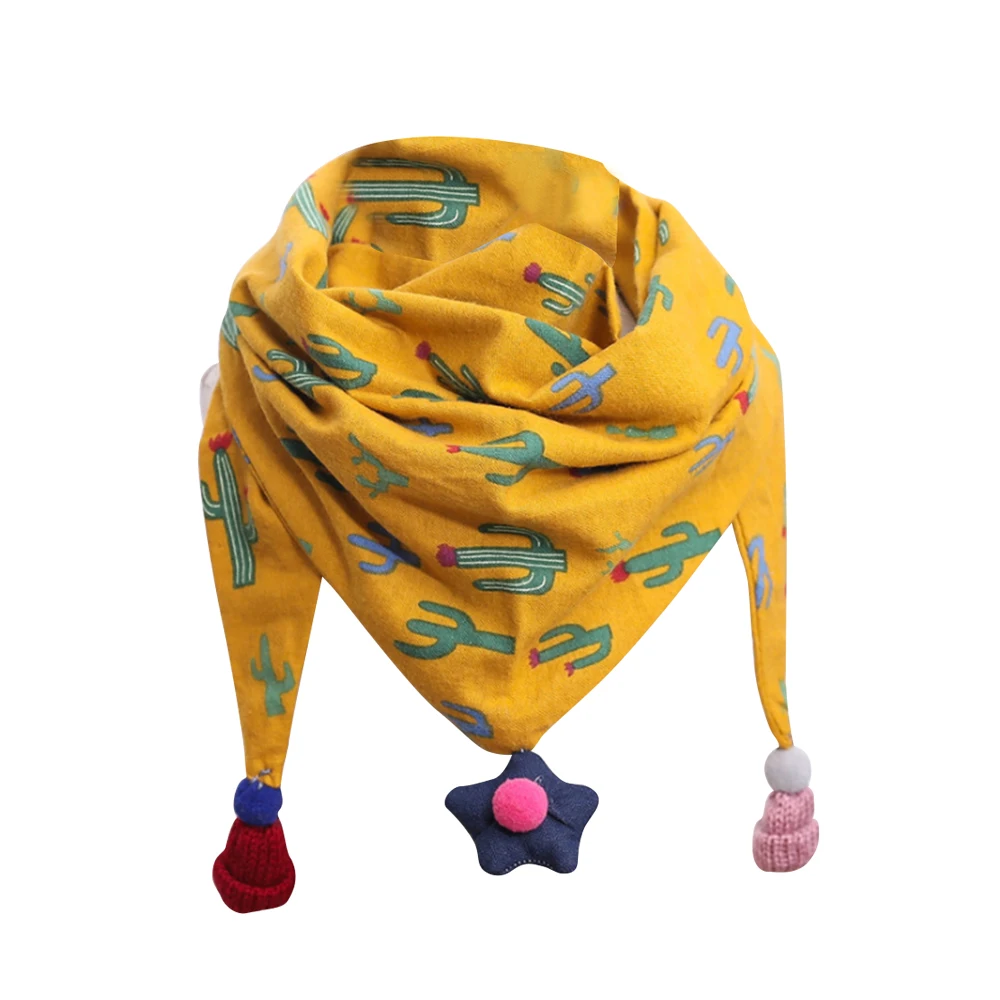 

New Autumn Winter Baby Girls Cartoon Triangle Scarves Boys Girls Shawl Children Cotton Neck Collars Warm Kids Neckerchief