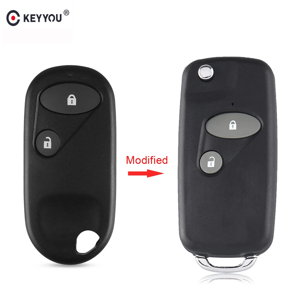 

KEYYOU 2 Button Folding Flip Remote Car Key Fob Case Shell For Honda ACCORD CIVIC HRV CRV S2000
