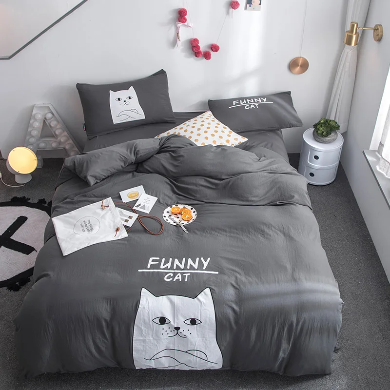 Cat Panda Rabbit Animal Print Duvet Cover Bedding Sets Queen King