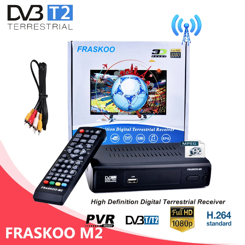 

New Fraskoo M2 DVB-T2 DVB-T HD Digital Satellite Receiver MPEG4 DVB T2 H.264 Terrestrial TV Tune Receptor Set Top Box