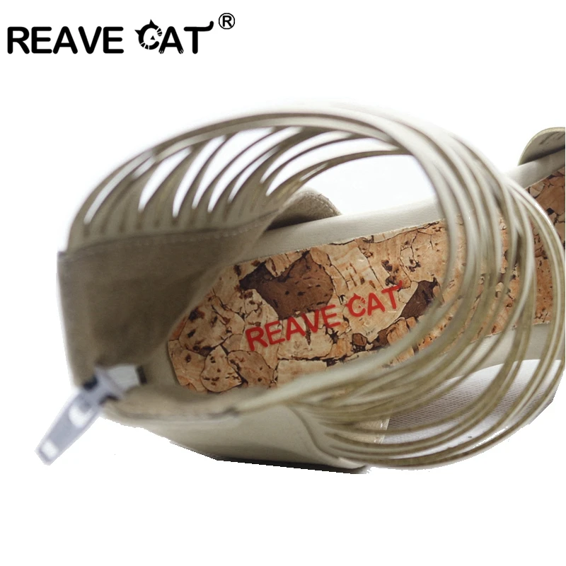 Reave Cat/Новые модные брендовые летние женские босоножки на танкетке на молнии из искусственной кожи бежевый черный сладости партия обуви QL5325