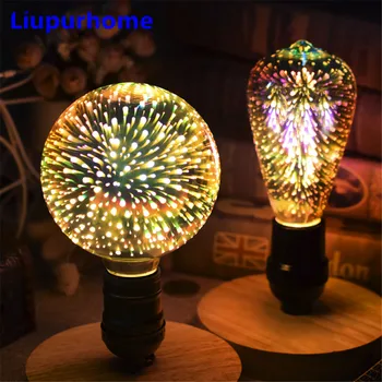 

3D Led Bulb Star E27 Vintage Edison Night Light Colorful Bombillas Retro Glass Christmas Home Decor firework RGB light