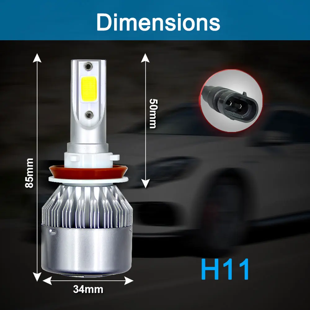 H1 H3 H7 H8/H9/H11 880/881/H27 9004/HB1 9006/HB4 9008/H13 H4/HB2/9003 автомобильные лампы для фар машины 72W фары для 4000LM стайлинга автомобилей светодиодные лампы 9~ 36В