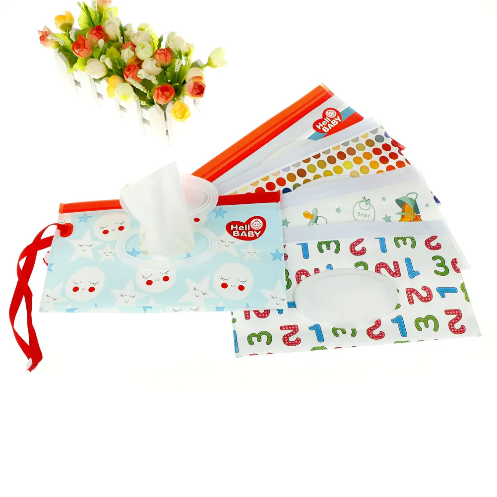 Wipes Carrying Case Eco-friendly Wet Wipes Bag Clamshell Cosmetic Pouch Clutch and Clean Easy-carry Snap-strap Wipes Container