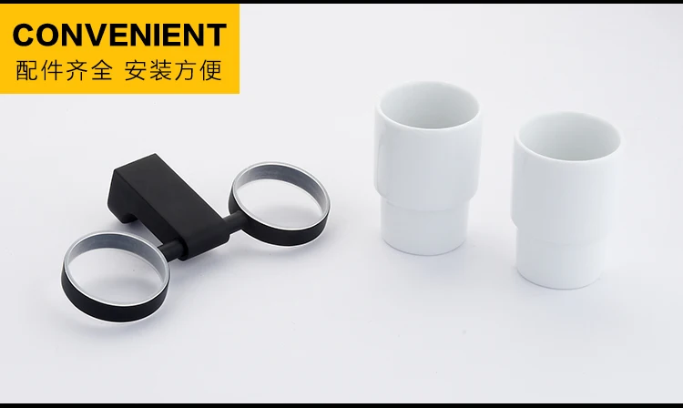 Double Tooth Brush Cup Holder Zinc Alloy Simple Bathroom Decoration Wall Mounted Bathroom Accessories