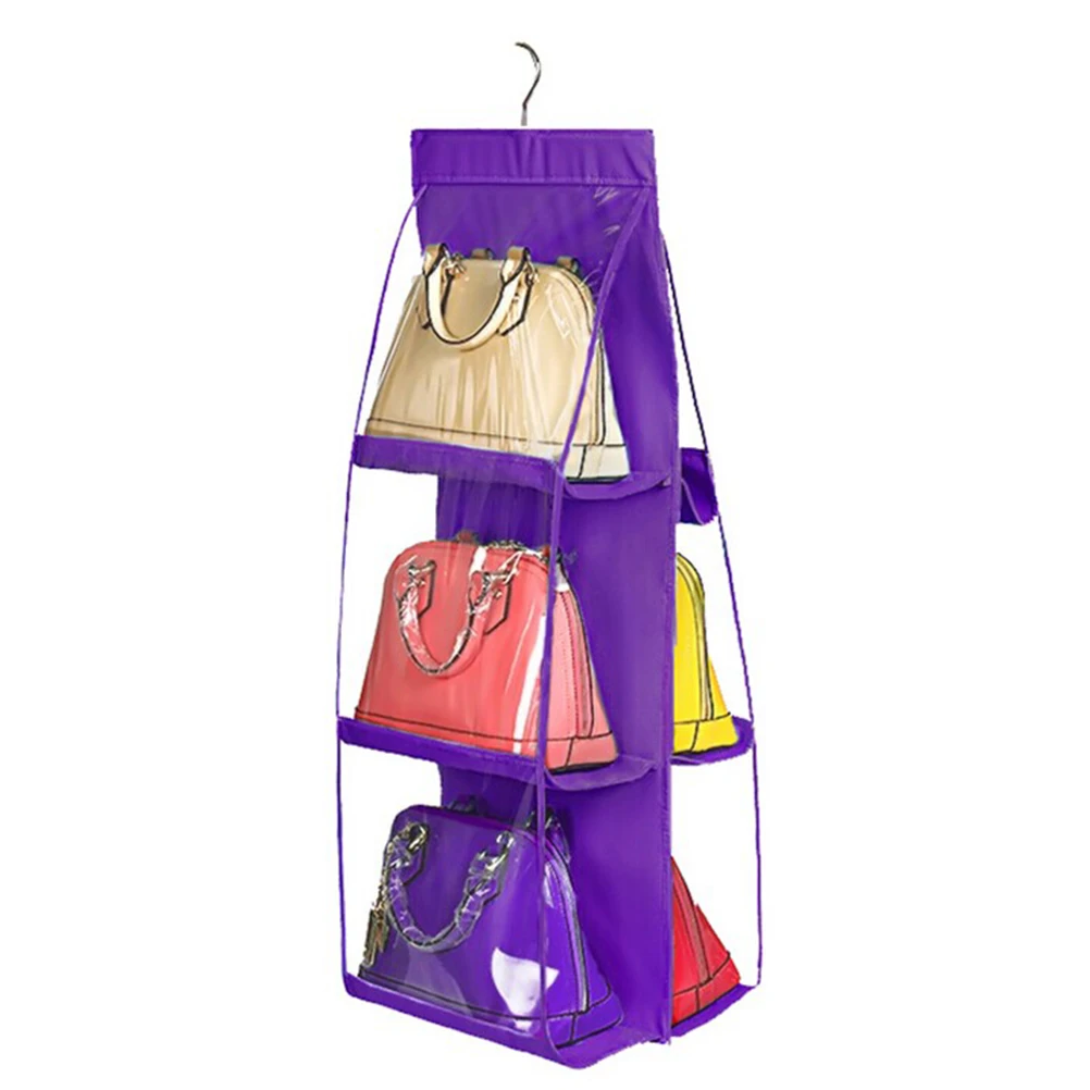6 Pocket PVC Storage Bag Organizador Hanging Bags Closet Organizer