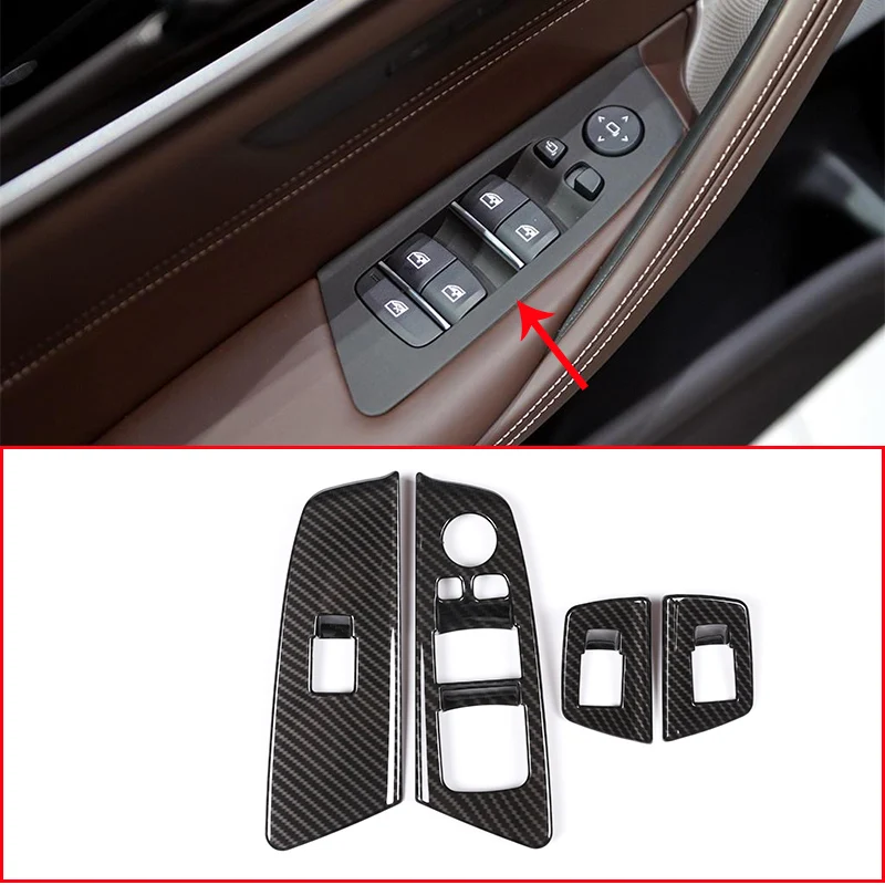 

Carbon fiber For BMW New 5 Series G30 2017 2018 Car ABS Chrome Window Lift Button Frame Trim Accessories 4 Pcs