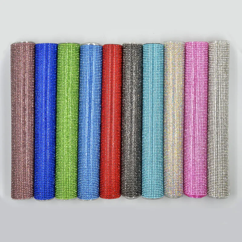 Koop Junao 24*40 Cm Glitter Kleurrijke Glas Rhinestone Mesh Trim Hotfix Crystal Stof Lakens Strass Lint Applique Voor Jurk ambachten