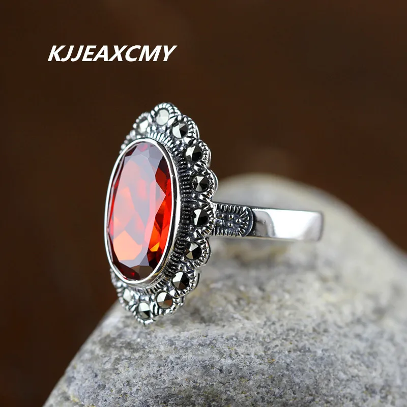 

KJJEAXCMY Silver products thai silver finger ring personalized women's 925 pure silver garnet ring