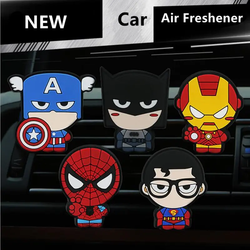 

Creative Car Air Freshener Cute Cartoon Hero Flowers Car Solid Perfume Air Outlet Perfume Air Conditioner Car Vent Outlet Clip