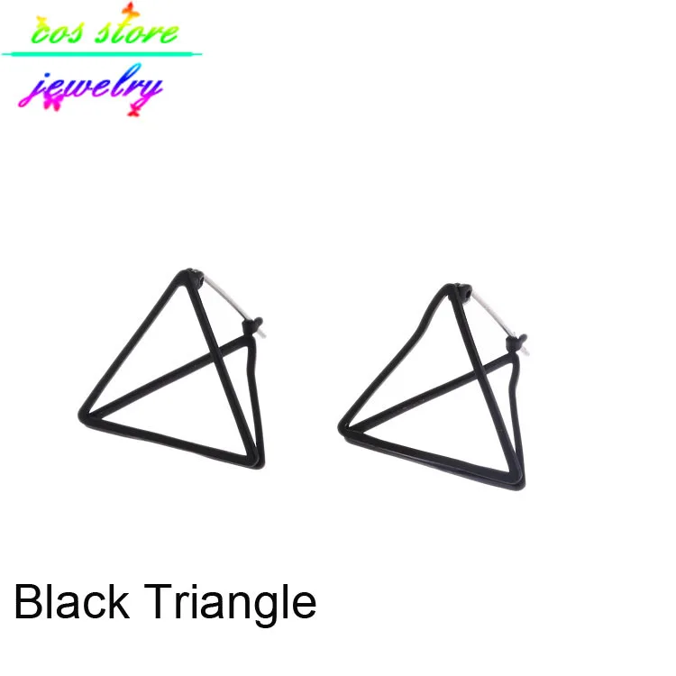 Простые позолоченные/Серебристые/черные медные минималистичные 3D треугольный Кубик Рубика Пирамида серьги-гвоздики для женщин - Окраска металла: Black Triangle