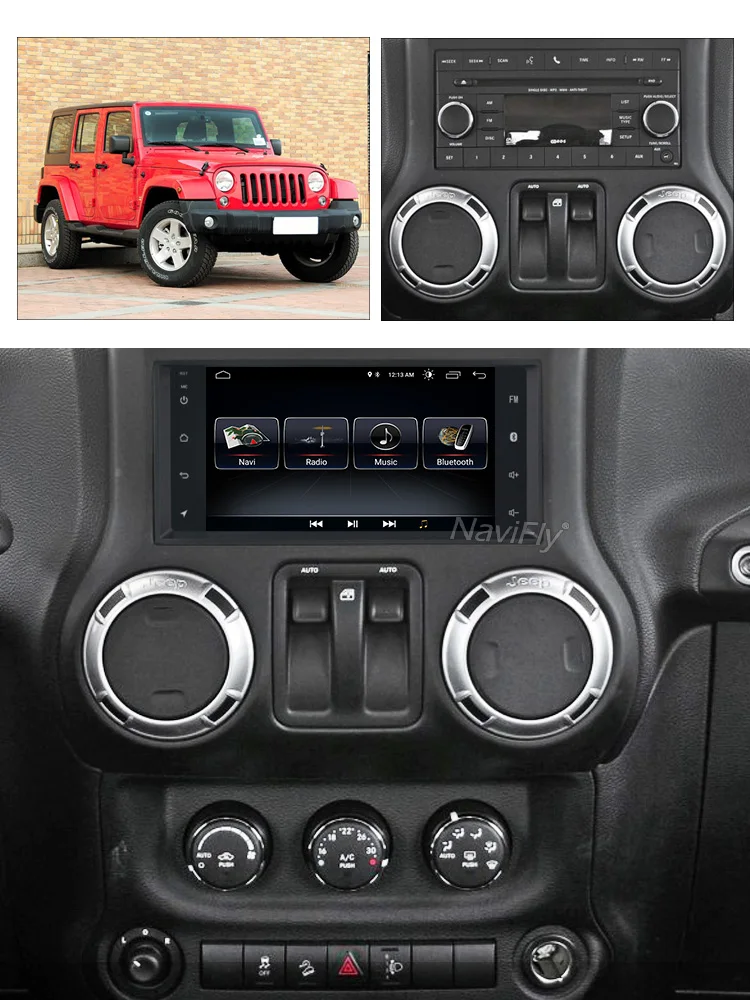 Best NaviFly Android 8.1 car dvd player Car Multimedia Player GPS for jeep Wrangler Compass 2010-2015 Chrysler wifi BT car radio 5