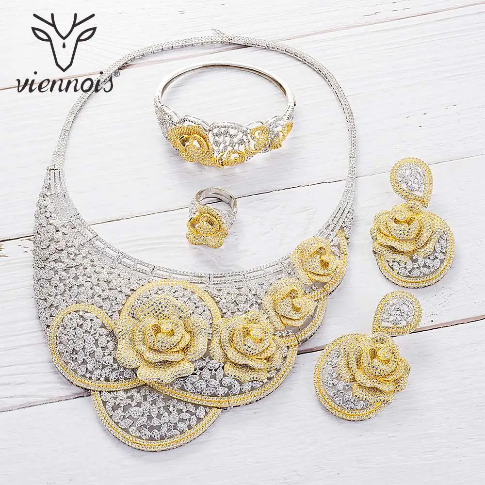 Viennois Золотой/Серебряный/смешанный цвет ожерелье набор для женщин висячие серьги