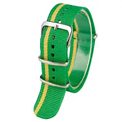 Зеленый, желтый 20 мм группа Ширина Ткань нейлон парусина наручные часы ремешок Нержавеющая сталь Пряжка спортивные мужские женские