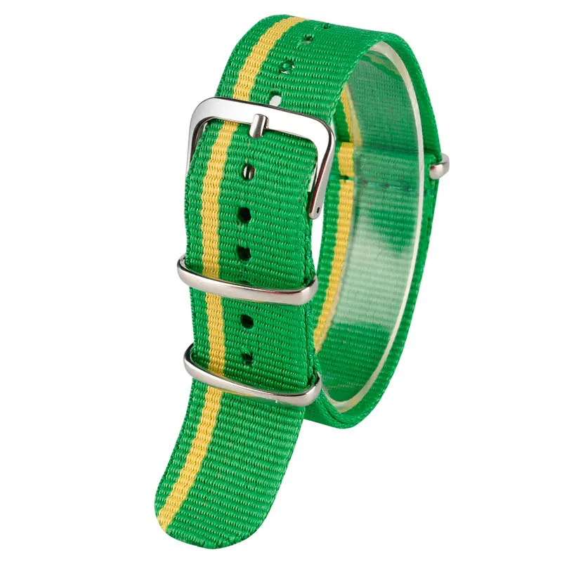 Green Yellow 20mm Band Width Fabric Nylon Canvas Wrist Watch Band Strap