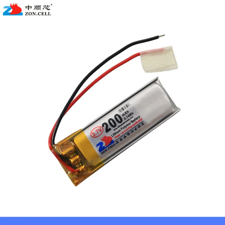 

In 200mAh 501235 3.7V lithium polymer battery, Bluetooth smart wearable recording pen Rechargeable Li-ion Cell
