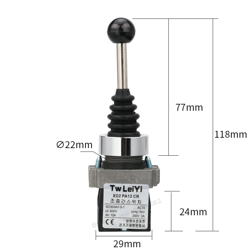 22 мм джойстик переключатель мгновенный поддерживается 2 положения 2NO самоблокирующийся пружинный возврат Кулисный контроллер переключатель XD2PA22CR PA12CR