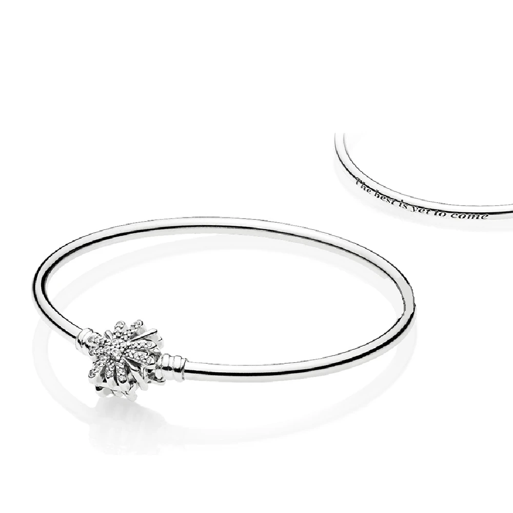 

100% Real 925 Sterling Silver Blue Star Clasp Bangle Bracelet Christmas Gift Fit European Charms Diy Jewelry Making 2018 Winter