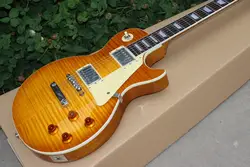 Custom shop, Стандартный электрогитары, оранжевый цвет Тигр Пламя Топ gitaar, Sunburst гитары ra., поддержка настройки под индивидуальные нужды