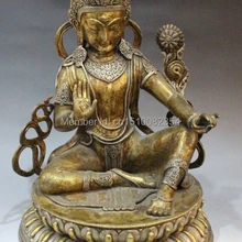1" Тибет Буддизм Фейн Серебро Бронза 24 К Золото Зеленая Тара Кван-инь Статуя Будды
