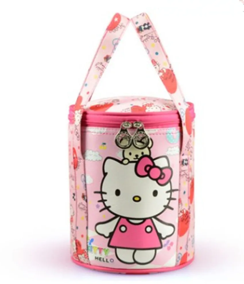 Новая Водонепроницаемая круглая сумка Hello kitty для девочек хранения макияжа