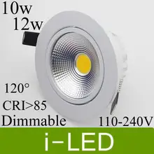 CREE Dimmable Cob светодиодные светильники 10 Вт 12 Вт 1080lm светодиодные встраиваемые светильники освещение 120 Угол Теплый натуральный белый AC85-265V UL CE
